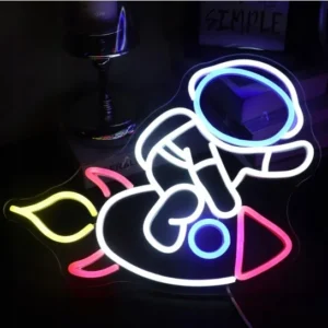 Nordstylee LED Astronaut Neon Sign - Astronauta siedzący na rakiecie