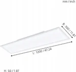 Plafon prostokątny Eglo 30 x 120 cm biały 5