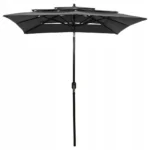 VidaXL 3-poziomowy parasol na aluminiowym słupku, antracytowy, 2x2 m 2