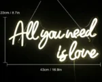 Neon "All You Need is Love" ciepły biały neon ślubny, LED, dekoracja ślubna 3