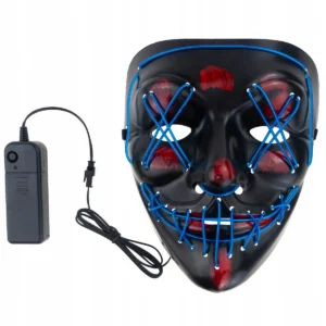 MASKA LED ŚWIECĄCA LED HALLOWEEN IMPREZA NIEBIESKA 2
