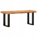 vidaXL Ławka, 110 cm, lite, surowe drewno mango i stal
