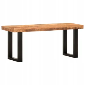 vidaXL Ławka, 110 cm, lite, surowe drewno mango i stal