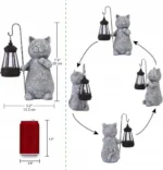 Figurka ogrodowa Solarna LED kota 20cm Yeomoo figurka kot z latarnią 3