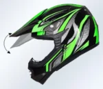 Kask motocyklowy, ILM Kids dla dzieci, Zielono-czarny, r.51-52cm Rozmiar S 5
