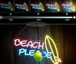 LED neonowy znak ścienny impreza letnia 41x25cm, neon surfing, plaża 5