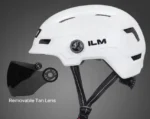 ILM Kask rowerowy dla dorosłych z lampką, na USB, Biały, S/M 2