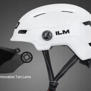 ILM Kask rowerowy dla dorosłych z lampką, na USB, Biały, S/M 2