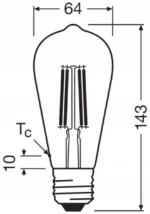 Żarówka LED 4szt. ST64 E27 6.5W = 60W 806lm 4000K 300° Filament Osram 5