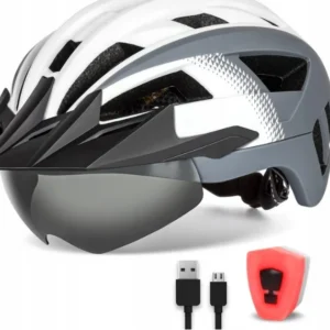Kask rowerowy męski i damski, lekki z wizjerem