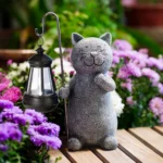 Figurka ogrodowa Solarna LED kota 20cm Yeomoo figurka kot z latarnią 2