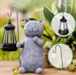 Figurka ogrodowa Solarna LED kota 20cm Yeomoo figurka kot z latarnią 5