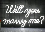 Neon LED Wanxing Will you marry me? Wyjdziesz za mnie? 42 x 25 cm biały 2