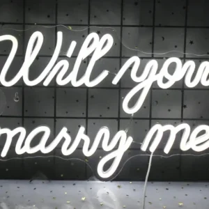 Neon LED Wanxing Will you marry me? Wyjdziesz za mnie? 42 x 25 cm biały 2