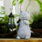 Figurka ogrodowa Solarna LED kota 20cm Yeomoo figurka kot z latarnią 4
