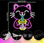 Neonowy znak kota do dekoracji ściennych, neon kota, koci neon znak LED 2