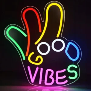 Neon Lighting Good Vibes, ściemnialna lampa neonowa LED z przełącznikiem