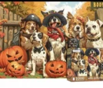 Puzzle 1000 elementów, pies, impreza halloweenowa