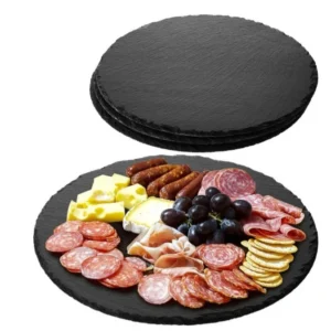 Taca do serwowania Navaris 4x z naturalnego łupka - okrągła Ø28 cm