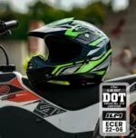 Kask motocyklowy, ILM Kids dla dzieci, Zielono-czarny, r.51-52cm Rozmiar S 3
