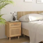 SZAFKI NOCNE 2 SZT DREWNO SOSNOWE I RATTAN BOHO 3