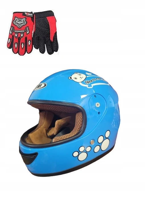 KASK MOTOCYKLOWY DLA CHŁOPCÓW I DZIEWCZYNEK REGULOWANY OCHRONNY NIEBIESKI M