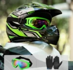 Kask motocyklowy, ILM Kids dla dzieci, Zielono-czarny, r.51-52cm Rozmiar S 4