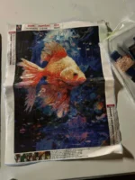 Haft Diamentowy 5D Malowanie Diamentami 30x40cm DIY złota rybka
