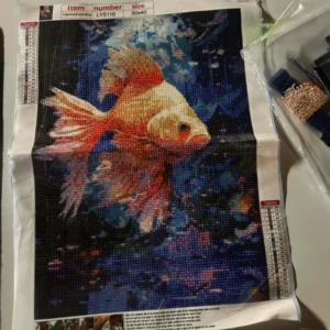 Haft Diamentowy 5D Malowanie Diamentami 30x40cm DIY złota rybka