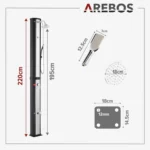 Arebos prysznic solarny 60L z termometrem i słuchawką prysznicową srebrny 8