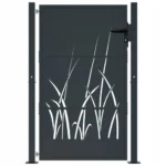 vidaXL Furtka ogrodowa, antracytowa, 100x125 cm, stal, motyw trawy 3