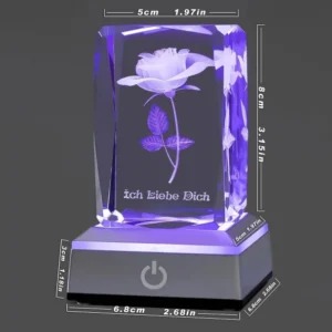 3D Kryształowa Różana Lampka Nocna Wielokolorowa "Kocham Cię'' 2