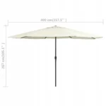 VidaXL Parasol ogrodowy na stalowym słupku, 400 cm, piaskowy biały 8