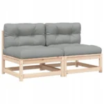 vidaXL Sofa ogrodowa bez podłokietników, kanapa z poduszkami, 2 el., sosna