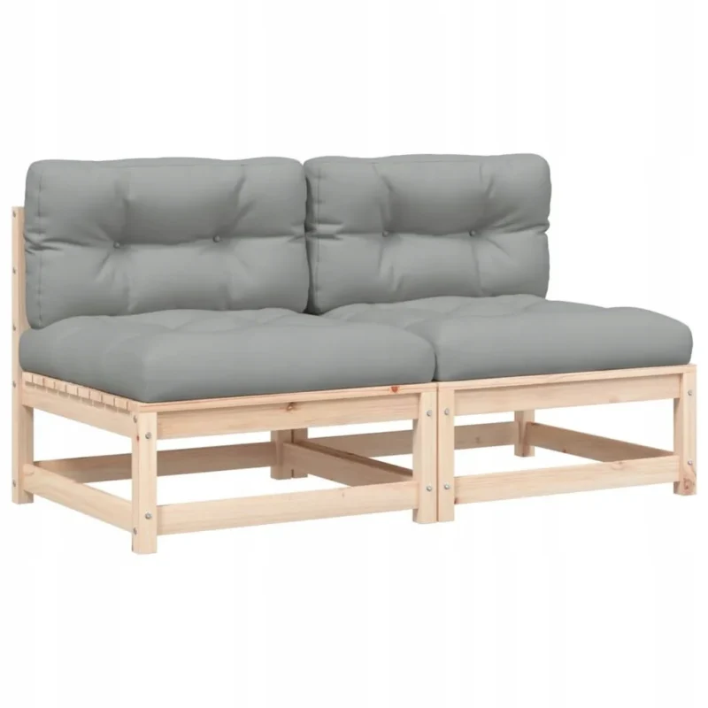 vidaXL Sofa ogrodowa bez podłokietników, kanapa z poduszkami, 2 el., sosna