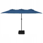 VidaXL Podwójny parasol ogrodowy z LED, niebieski, 449x265 cm 4