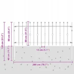 vidaXL Ogrodzenie z kolcami Asten Czarny 200 x 130 cm, jedno pole 7