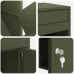 VidaXL SKRZYNKA NA PRZESYŁKI Z DRZWIAMI OLIWKOWY 41X38X103CM STAL 5