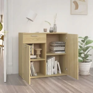 VidaXL Szafka, dąb sonoma, komoda do salonu, 80x36x75 cm, płyta wiórowa 2