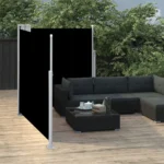 VidaXL Podwójna zwijana markiza boczna pawilon tarasowy 140 x 600 cm czarna 3