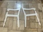vidaXL biała ławka z oparciem, 123 cm, lite drewno mahoniowe, Ławka Batavia 9