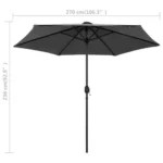 Parasol klasyczny VidaXL czarny 270 x 236 cm 6