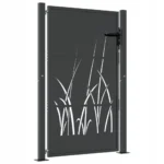 vidaXL Furtka ogrodowa, antracytowa, 100x125 cm, stal, motyw trawy
