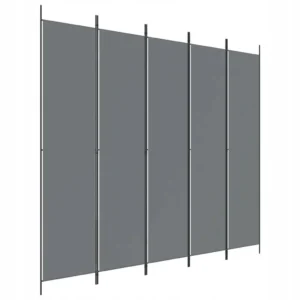 vidaXL Parawan 5-panelowy, antracytowy, 250x220 cm, tkanina