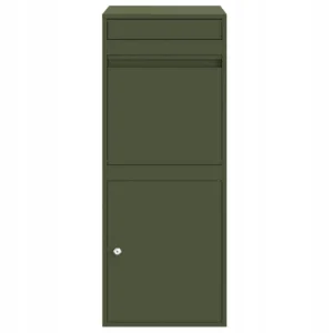 VidaXL SKRZYNKA NA PRZESYŁKI Z DRZWIAMI OLIWKOWY 41X38X103CM STAL 2