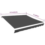 VidaXL Tkanina do markizy, antracytowa, 4,5 x 3 m 3