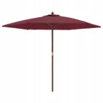 vidaXL Parasol ogrodowy na drewnianym słupku, bordowy, 299x240 cm