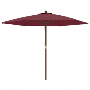 vidaXL Parasol ogrodowy na drewnianym słupku, bordowy, 299x240 cm