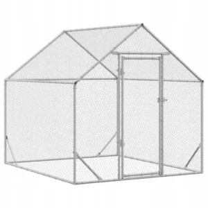Klatka dla kur Srebrny 200x170x177 cm Stal Galwanizowana