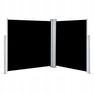 VidaXL Podwójna zwijana markiza boczna pawilon tarasowy 140 x 600 cm czarna